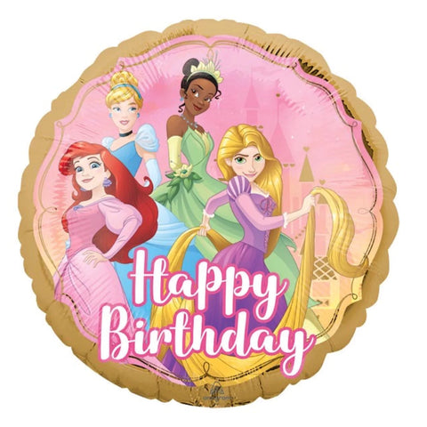 17 Inch Happy Birthday Princess Gold Foil Balloon 1