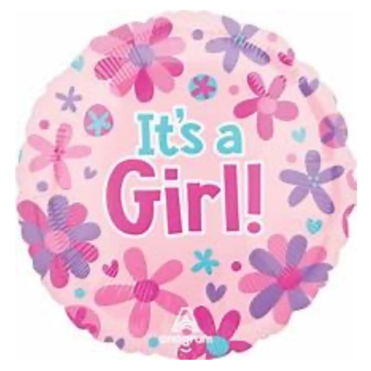 17 Inch Its a Girl Pink Flowers Foil Balloon 23