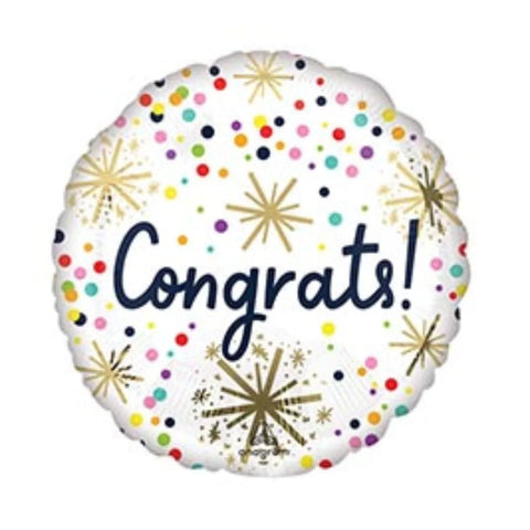 17 inch Congrats Circle Confetti Sprinkle Graduation Foil Balloon 12