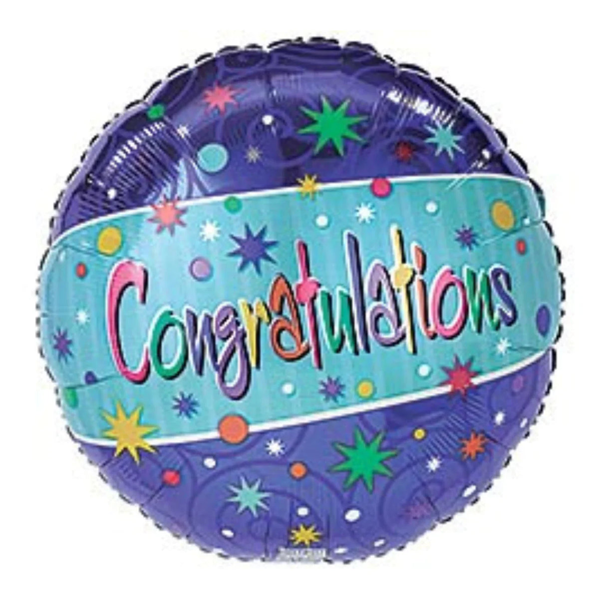 17 inch Congratulations Navy Teal Blue with Stars Dots Foil Balloon 13