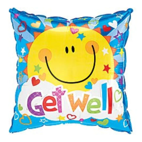 17 inch Get Well Sunshine Square Foil Balloon