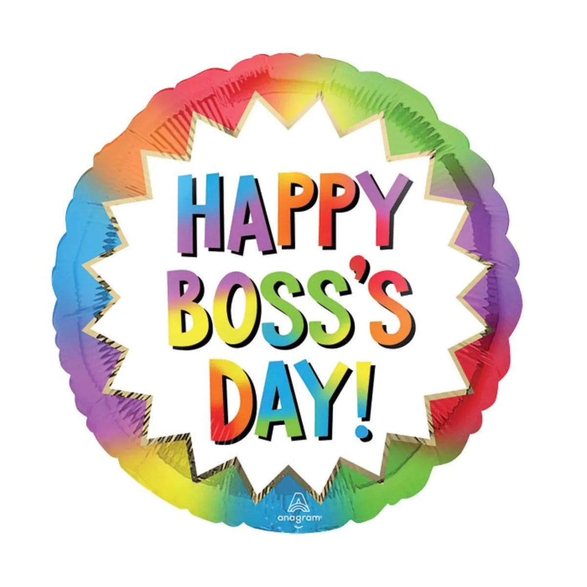 17 inch Happy Boss's Day Rainbow Color Burst Foil Balloon