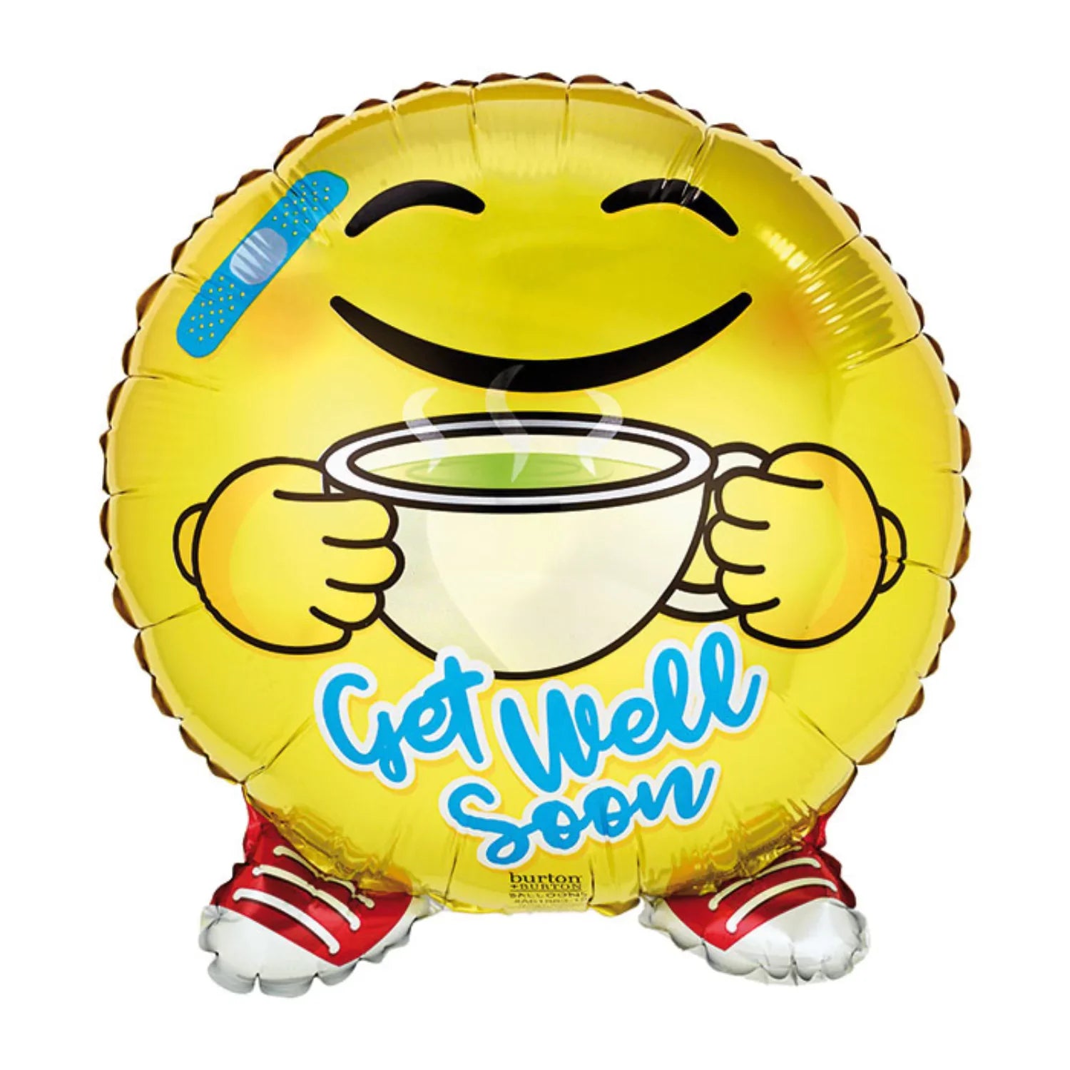 18 inch Get Well Soon Round Yellow Smiling Face Emoji with Bandage Foil Balloon