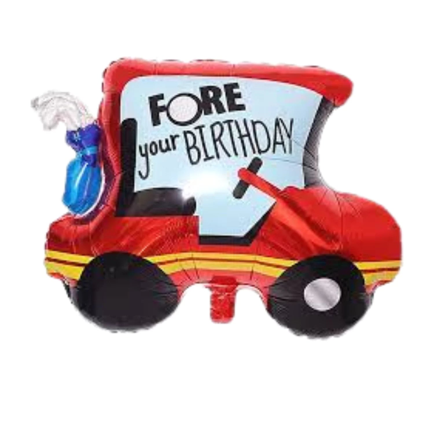 Red Golf Cart Fore your Birthday 24 Inch Foil Balloon
