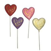 Assorted Colors Gold Letter Love Heart Shaped 1 oz each Lollipop Suckers