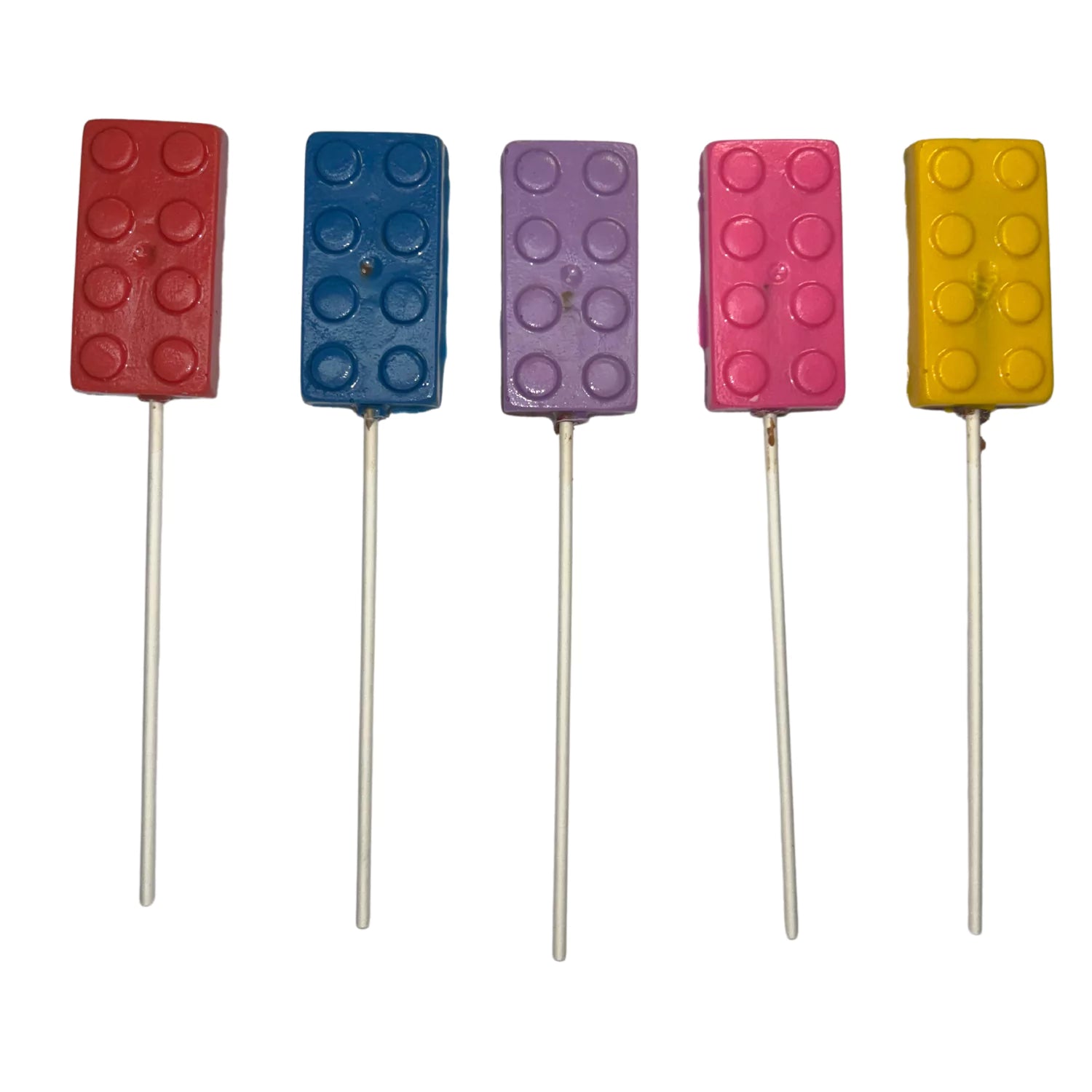 Assorted Colors Lego Brick Lollipop Sucker 0.9 oz White Chocolate Milk Chocolate