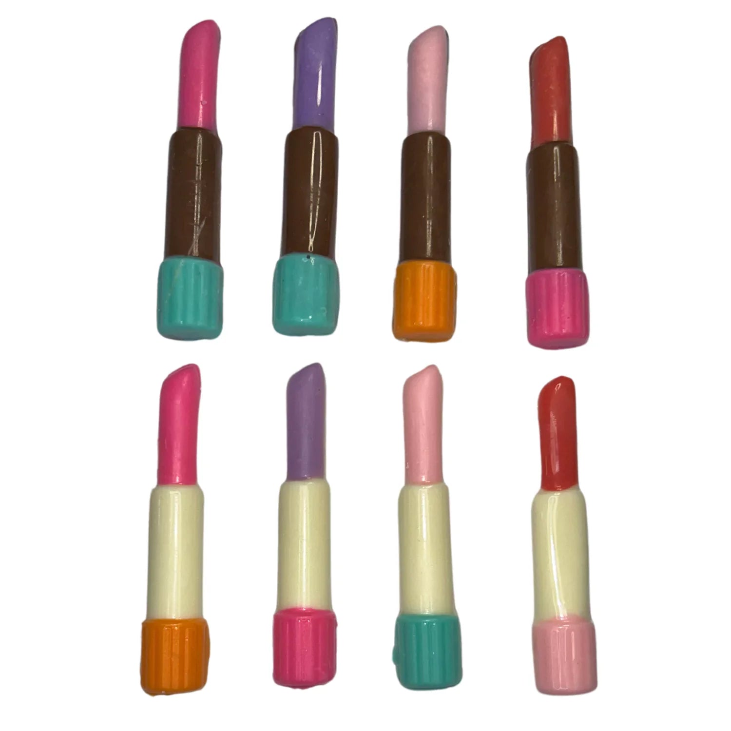 Assorted Colors Lipstick White and Chocolate Milk Chocolate 0.4 oz each Candy
