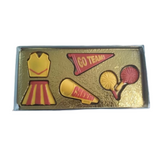 Cheerleader Megaphone Uniform Pom Poms Pennant Sports Box Set Milk White Chocolate Candy