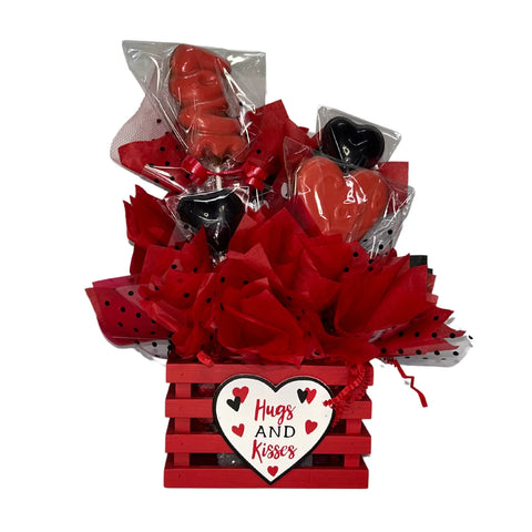 Hugs and Kisses Candy Bouquet Gift with Milk Chocolate and White Chocolate