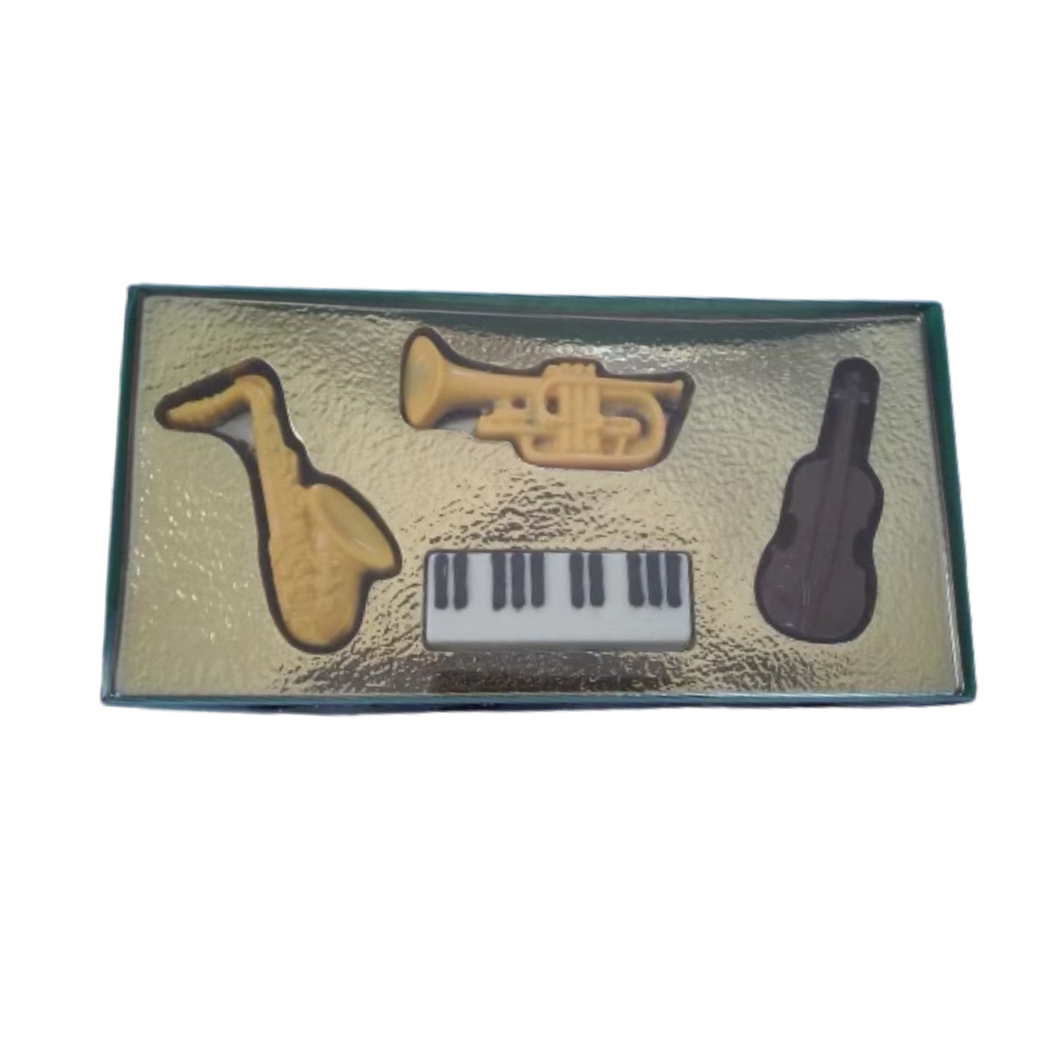 Piano, Saxophone, Trumpet, Guitar & Jazz Gold Music Box Set Milk or White Chocolate Candy