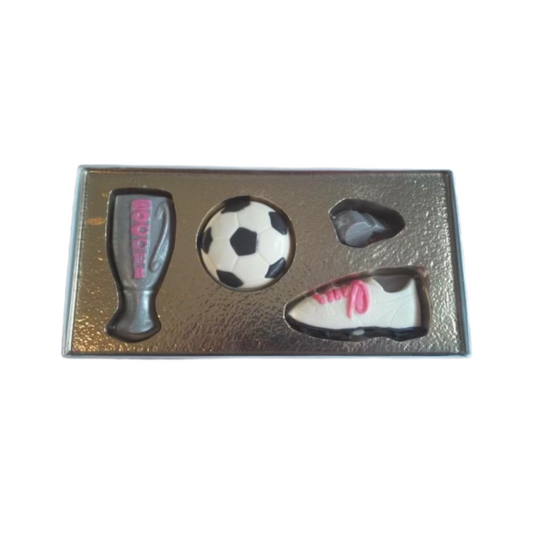 Soccer Ball, Whistle and Shoe with Laces Milk & White Chocolate Candy Box Set 1500