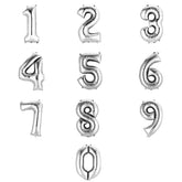 34 Inch Silver Oversized Foil Balloon Numbers 0-9