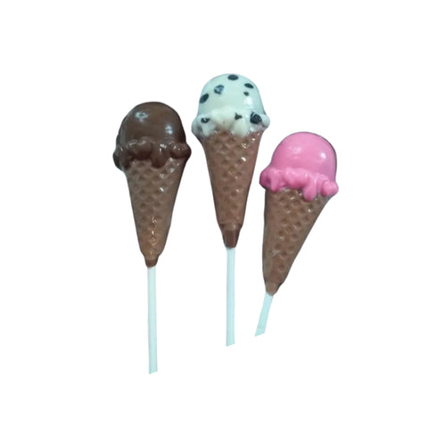 Assortment of Ice Cream Cones White or Milk Chocolate Suckers Lollipop 1.5oz