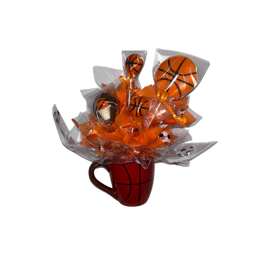 Basketball Mug Sports White Milk Chocolate Candy Bouquet 1500