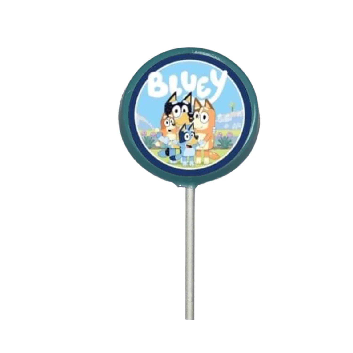 Edible Bluey Characters Images White Chocolate Lollipop Suckers .75 oz 2 inch Bluey Characters White Chocolate