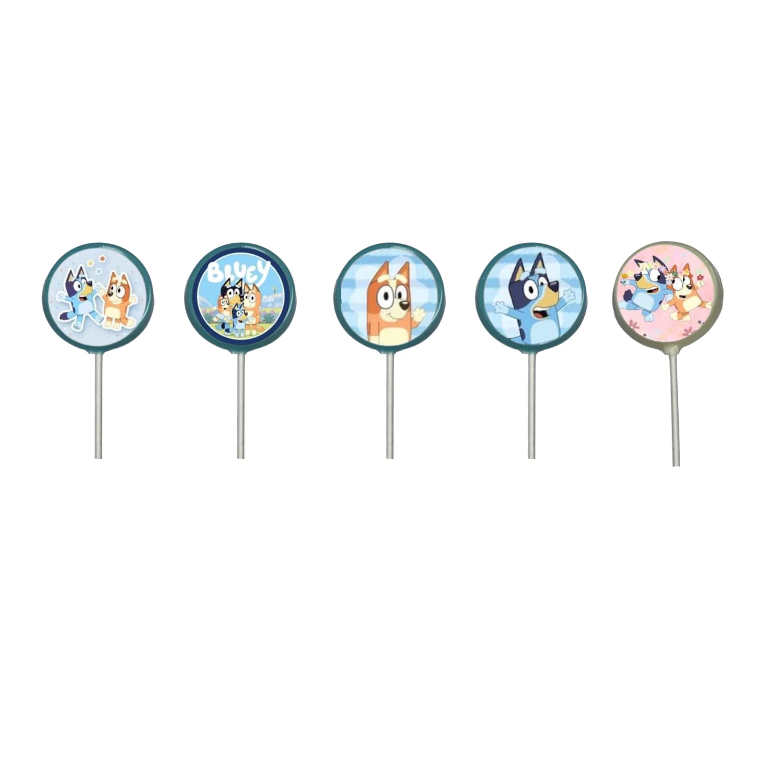 Edible Bluey Characters Images White Chocolate Lollipop Suckers 1.0oz 3 inch