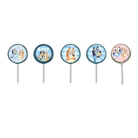 Edible Bluey Characters Images White Chocolate Lollipop Suckers 1.0oz 3 inch