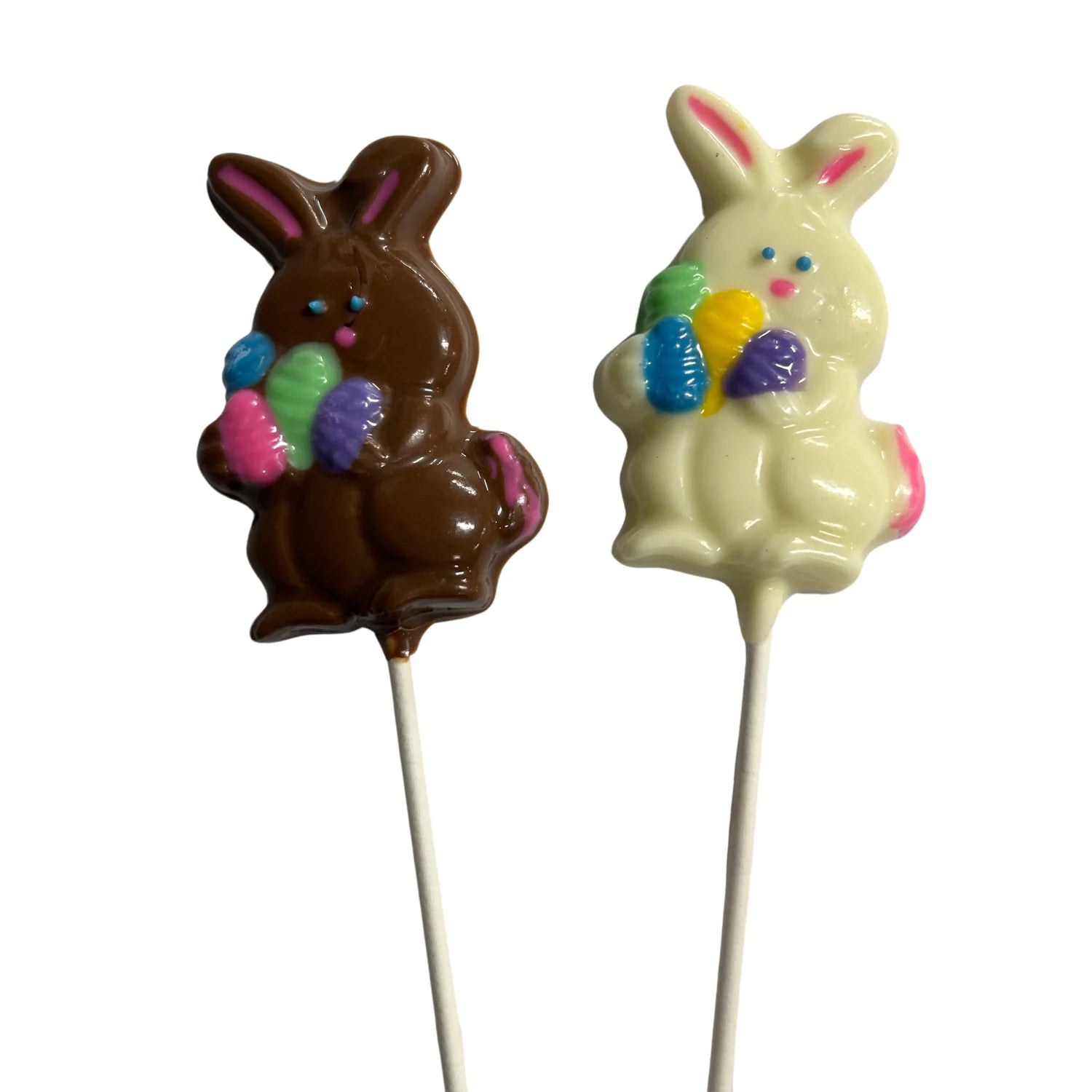 Easter Bunnies with Eggs White & Milk Chocolate Lollipop Sucker 1.0oz