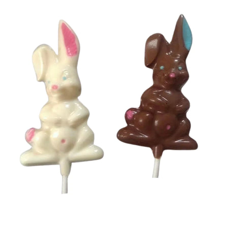 Bent Ear Bunnies White or Milk Chocolate Easter Lollipop Sucker 1.0oz