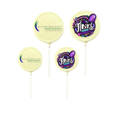 Business Logo Lollipop Suckers White or Milk Chocolate 2 inch, 3 inch