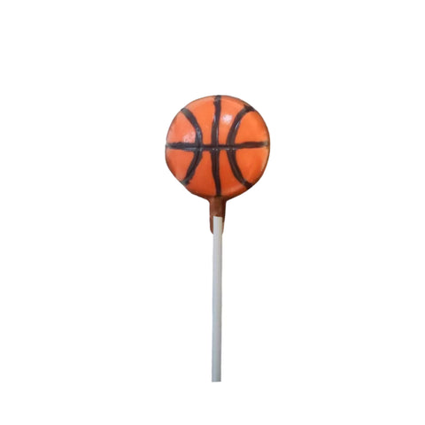 Small Orange Basketball White or Milk Chocolate Lollipop Sucker 1.0oz