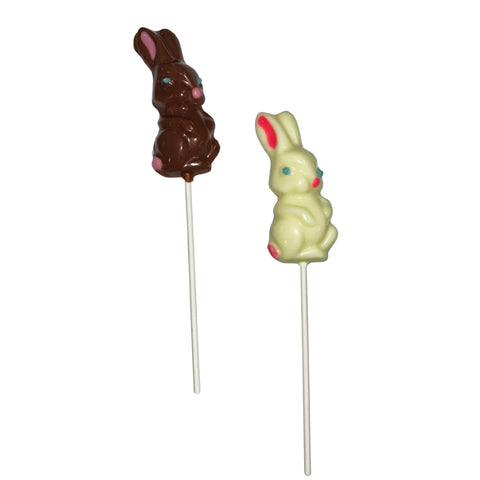 Standing Easter Bunny White or Milk Chocolate Lollipop Sucker .75oz