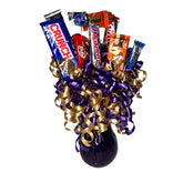 Dark Purple Vase Gold Chocolate Candy Bar Bouquet
