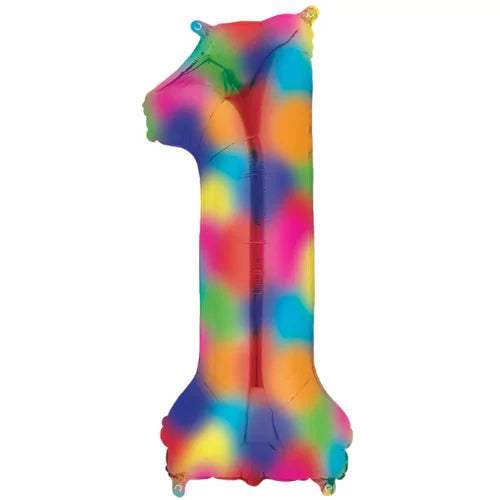 34 Inch Rainbow Oversized Foil Balloon Numbers 0-9