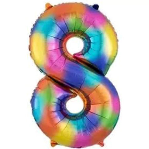 34 Inch Rainbow Oversized Foil Balloon Numbers 0-9