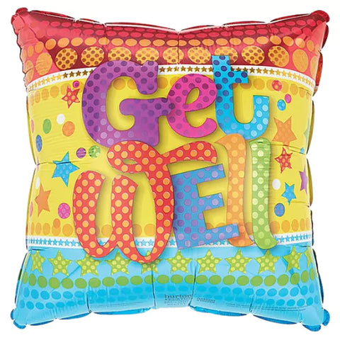 17 inch Get Well Square Colorful Foil Balloon 47