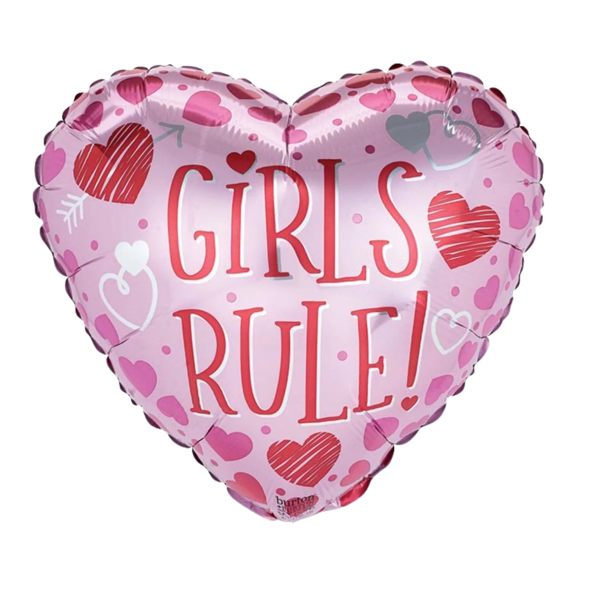 17 Inch Girls Rule Pink Red Heart Shape Foil Balloon