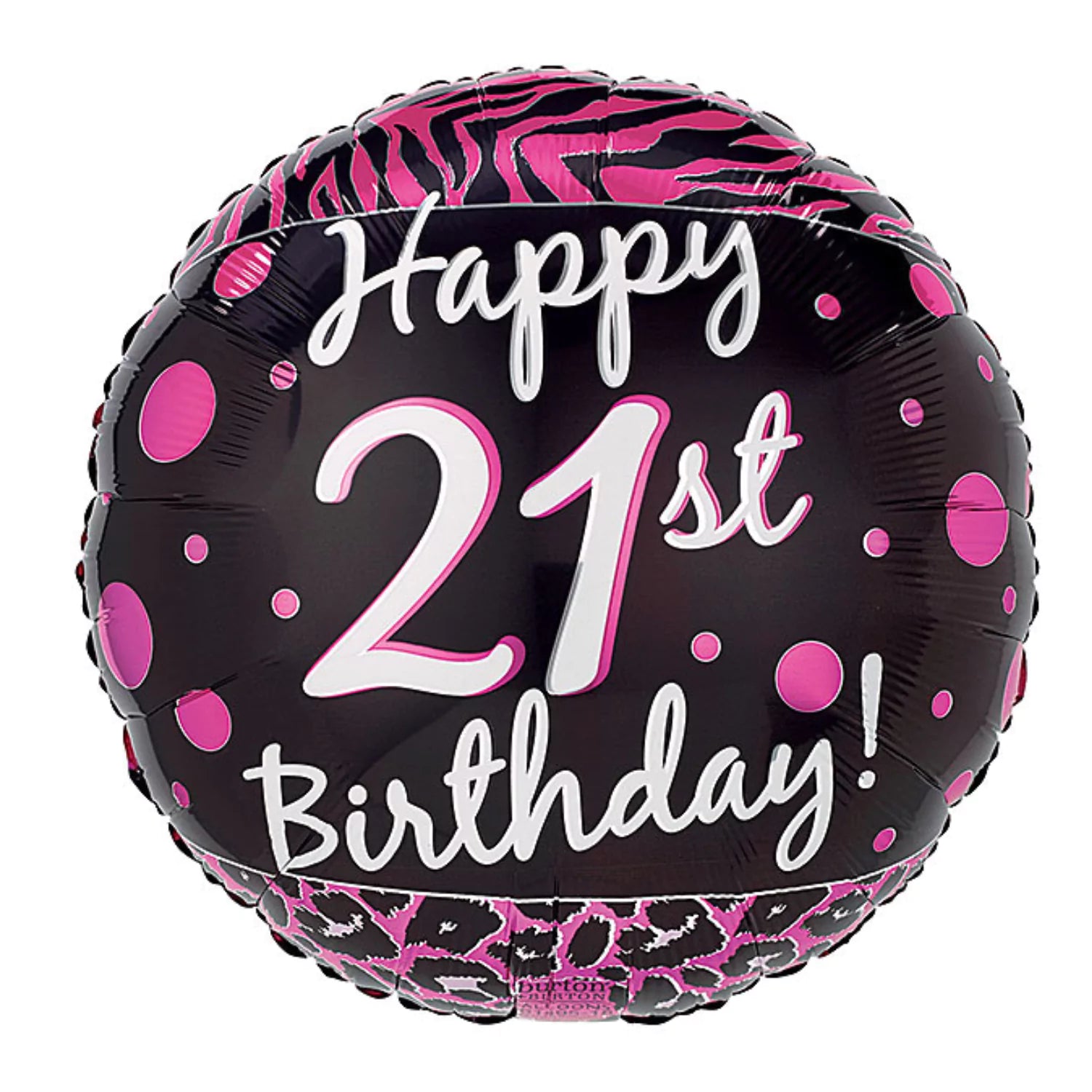 17 Inch Happy 21st Birthday Black Pink Dots Foil Balloon 38