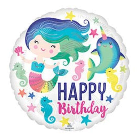 17 Inch Happy Birthday Mermaid Foil Balloon 66