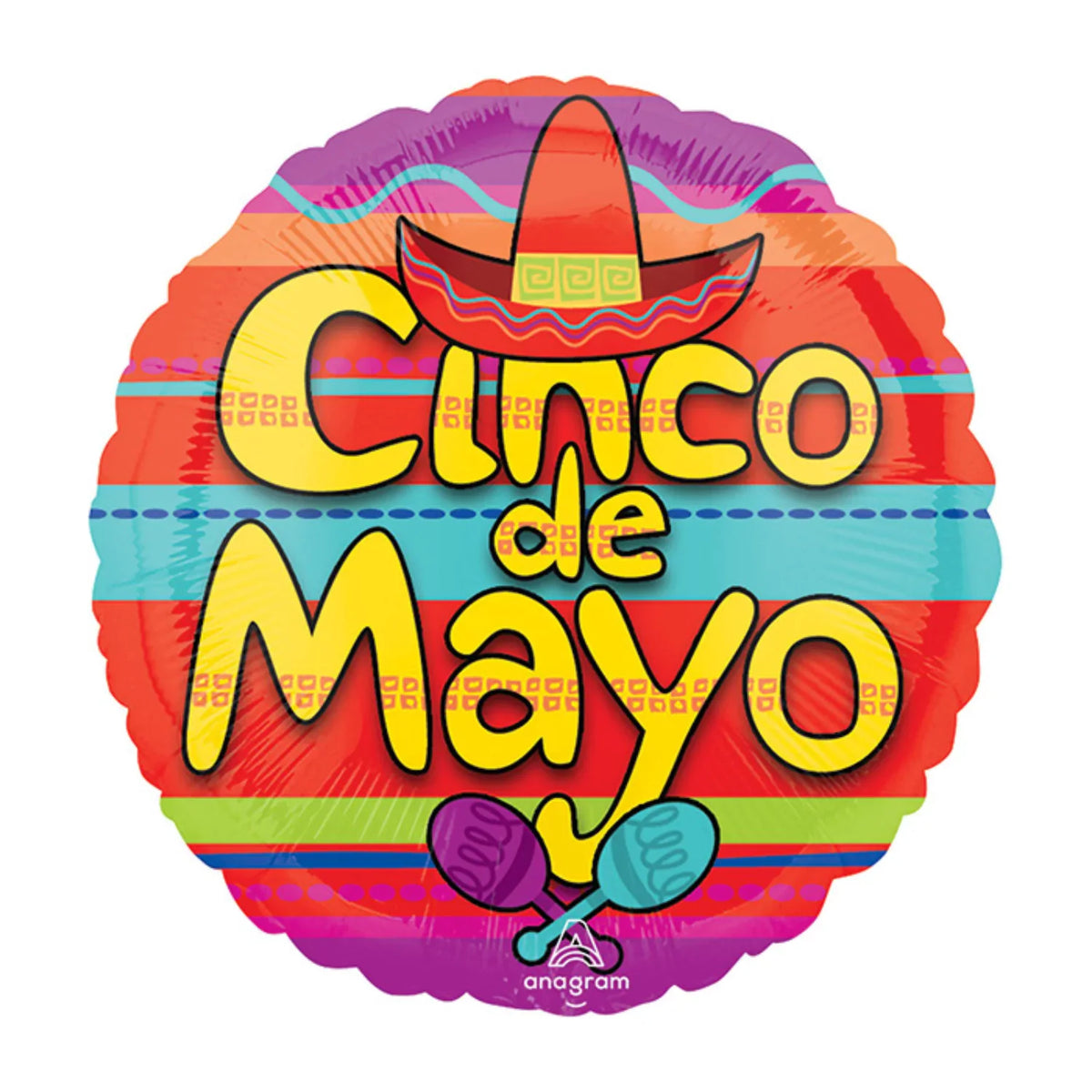 17 inch Cinco de Mayo Sombrero Maracas Foil Balloon