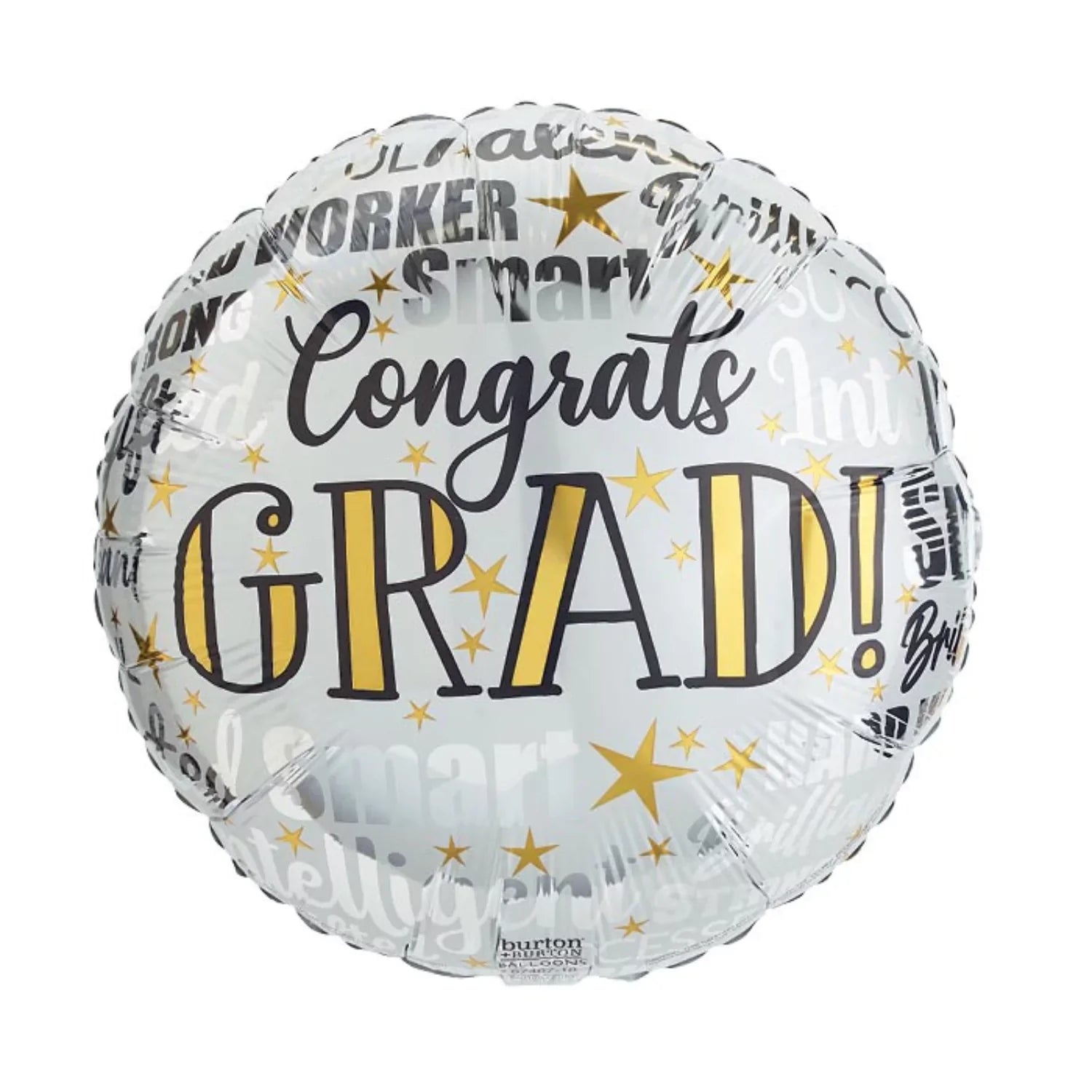 17 inch Congrats Grad Words Black Gold White Graduation Foil Balloon ...