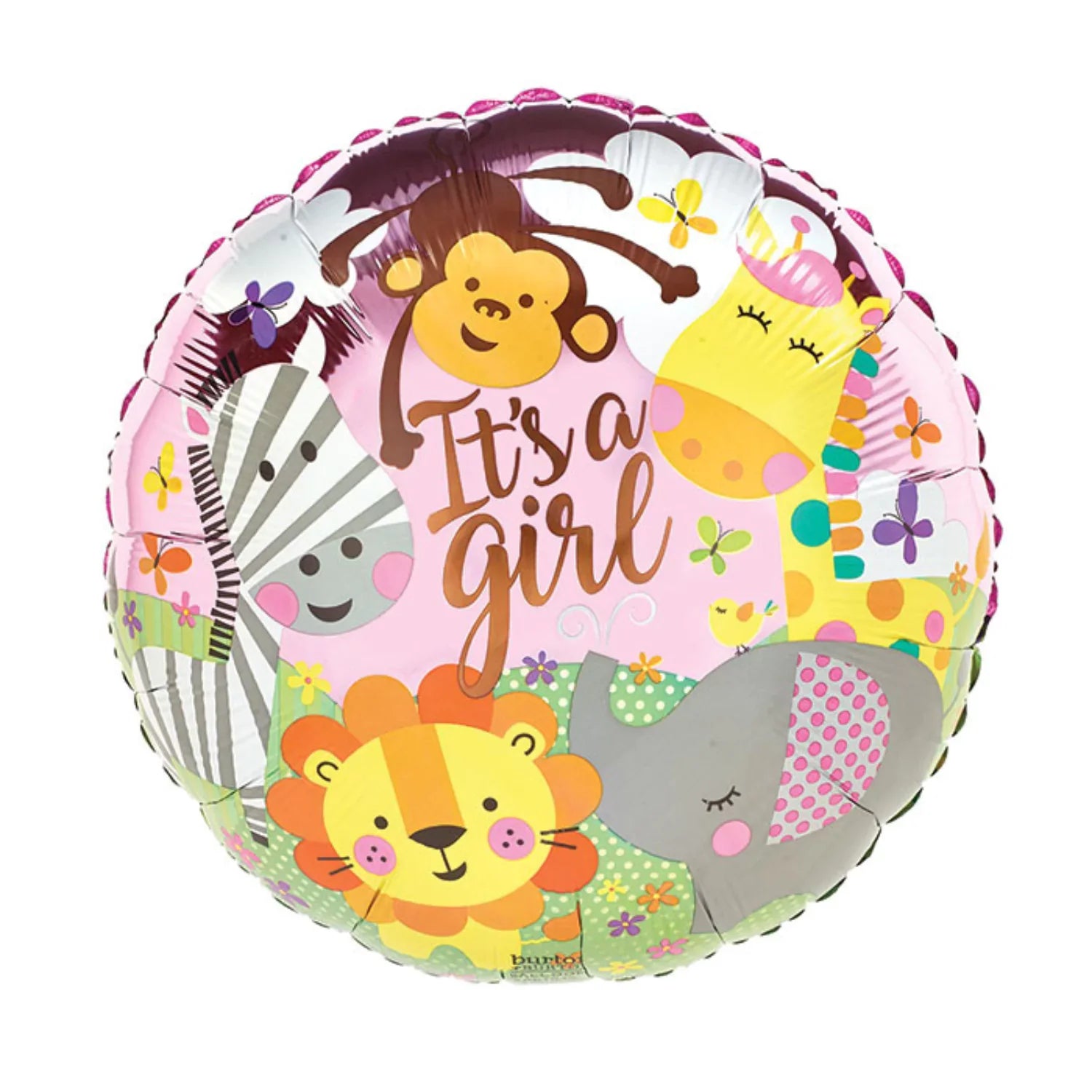 17 inch It's a Girl Baby Animals Shower Foil Balloon 25