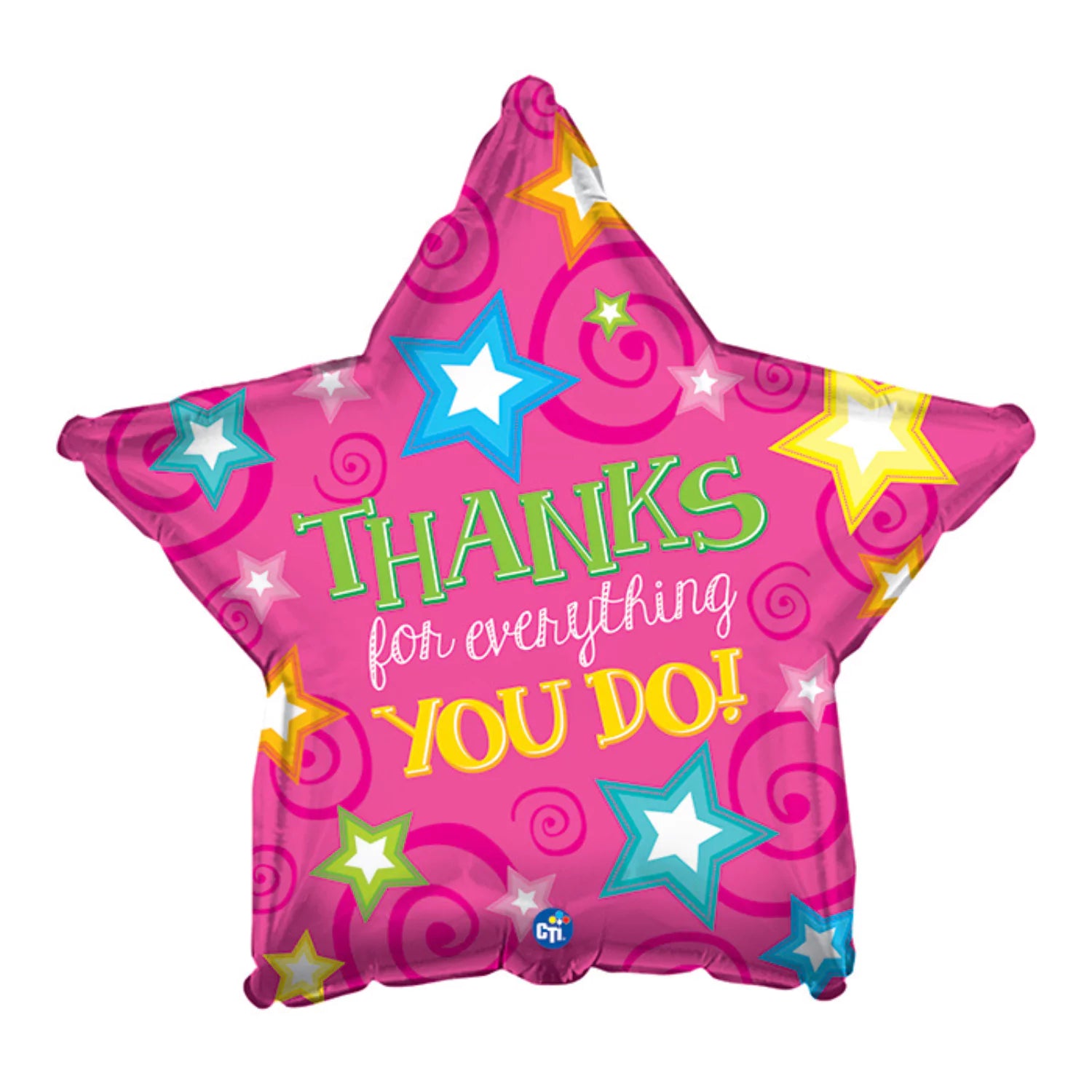 17 inch Thanks for Everything You Do Star Shaped Pink Foil Balloon