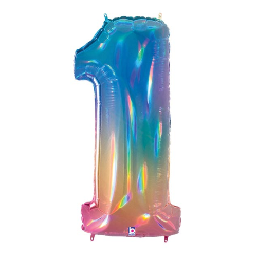 40 Inch Opal Holographic Oversized Foil Balloon Numbers 0-9