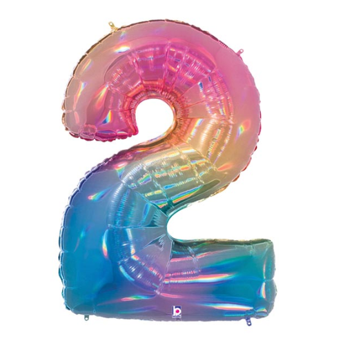 40 Inch Opal Holographic Oversized Foil Balloon Numbers 0-9