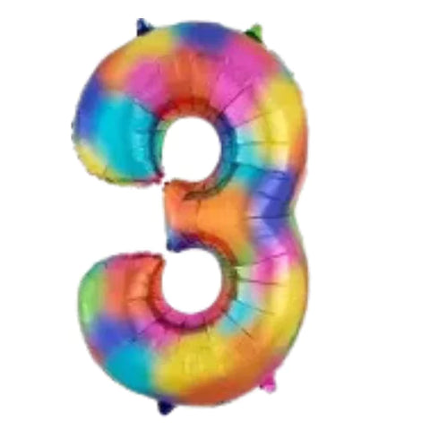 34 Inch Rainbow Oversized Foil Balloon Numbers 0-9