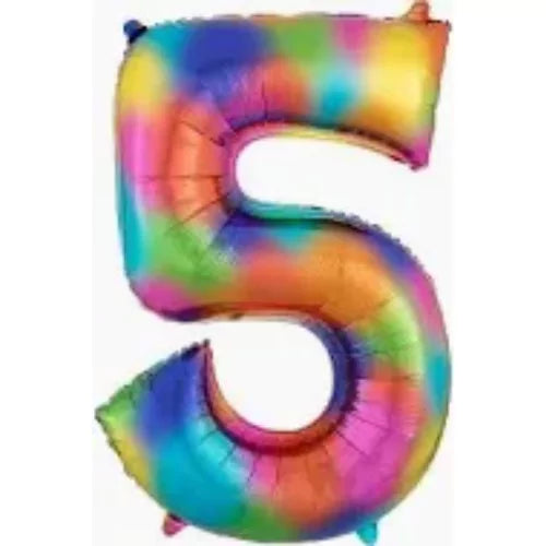 34 Inch Rainbow Oversized Foil Balloon Numbers 0-9