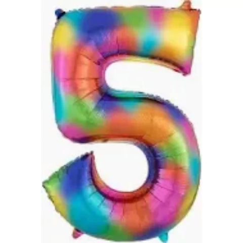 34 Inch Rainbow Oversized Foil Balloon Numbers 0-9