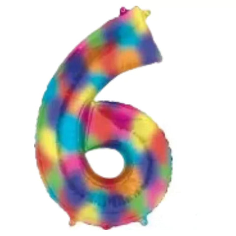 34 Inch Rainbow Oversized Foil Balloon Numbers 0-9