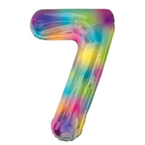 34 Inch Rainbow Oversized Foil Balloon Numbers 0-9