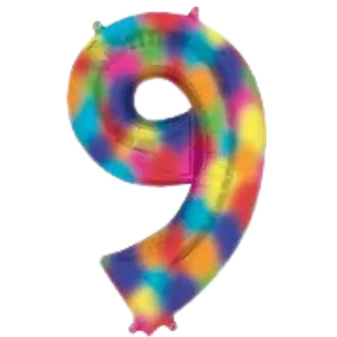 34 Inch Rainbow Oversized Foil Balloon Numbers 0-9