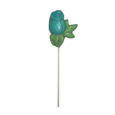 Blue Rose Shaped White Chocolate Milk Chocolate Lollipop Sucker 1.3 oz