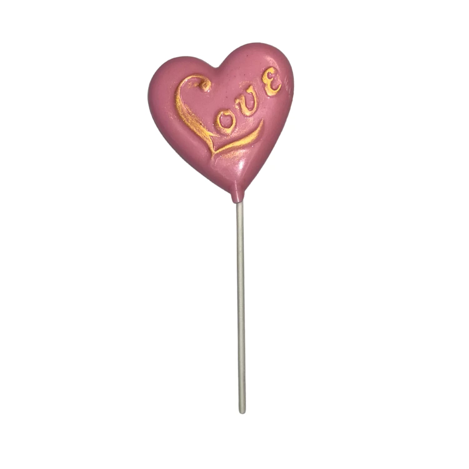 Assorted Colors Gold Letter Love Heart Shaped 1 oz each Lollipop Suckers Pink