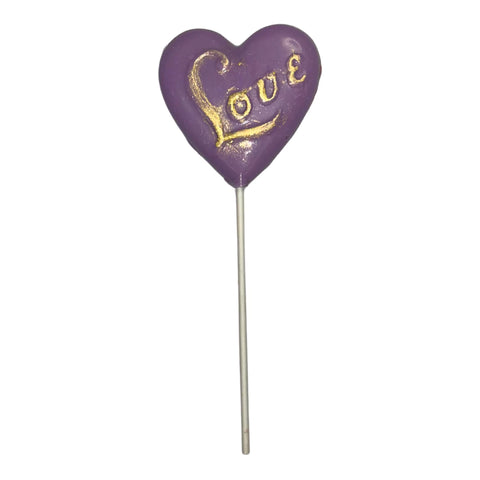 Assorted Colors Gold Letter Love Heart Shaped 1 oz each Lollipop Suckers Purple
