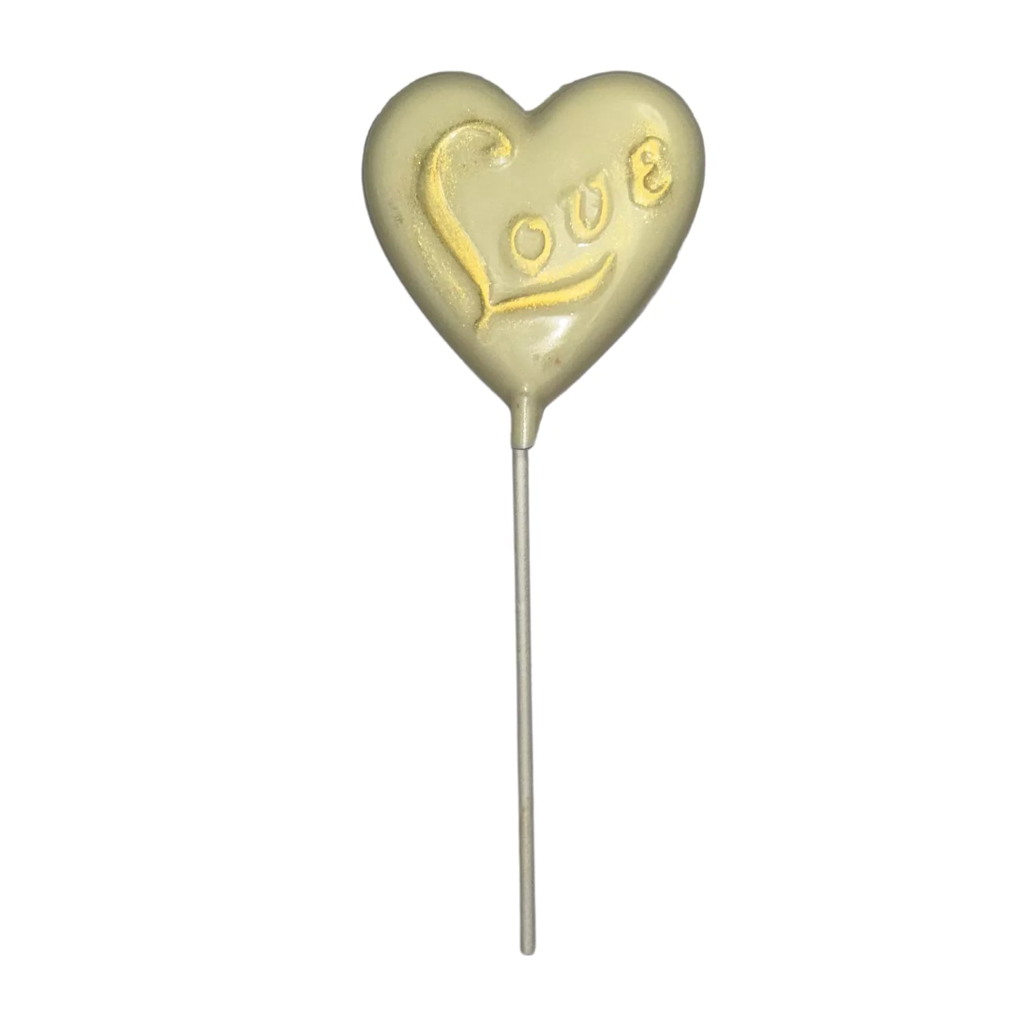 Assorted Colors Gold Letter Love Heart Shaped 1 oz each Lollipop Suckers White