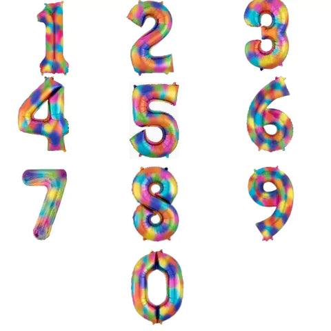 34 Inch Rainbow Oversized Foil Balloon Numbers 0-9